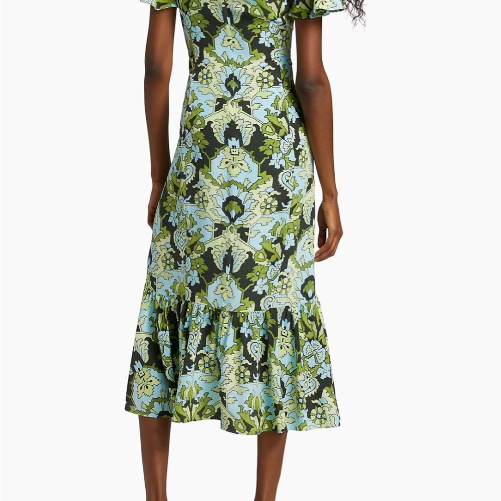 Cinq a Sept Green and Blue Flutter Sleeve Sundress - Picture 4 of 5